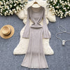 Round Collar Stretchy Knitted Dress