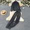 Zipped Lapeled Cardigan&Trousers Knitted 2Pcs