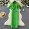 Elegant V-neck Sequined Green Dress