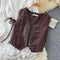 PU Vest&Sweetie Lace Shirt 2Pcs