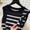 Niche Color-blocking Striped Knit Dress