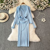 Cardigan&Lace-up Dress Knitted 2Pcs