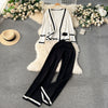 Patchwork Cardigan&Trousers Knitted 2Pcs