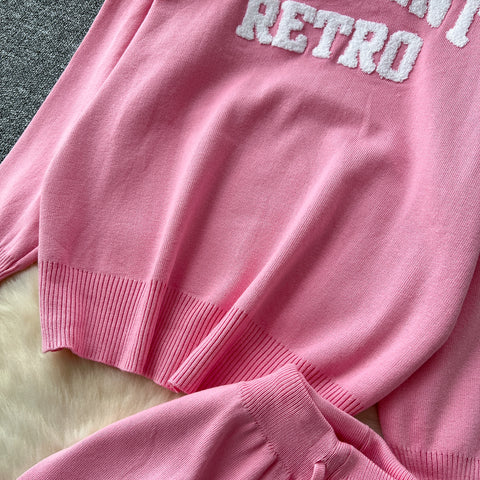 Monogrammed Sweater&Trousers Casual 2Pcs