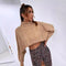 Turtleneck Midriff-baring Shawl Knitwear