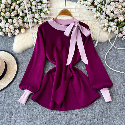 Bow-tie Knitwear&Trousers Knitted 2Pcs