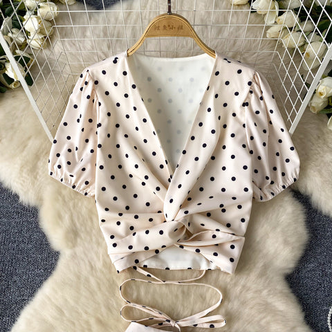 Knotted Top&Skirt Polka Dot 2Pcs