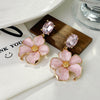 French Retro Pink Flower Earrings