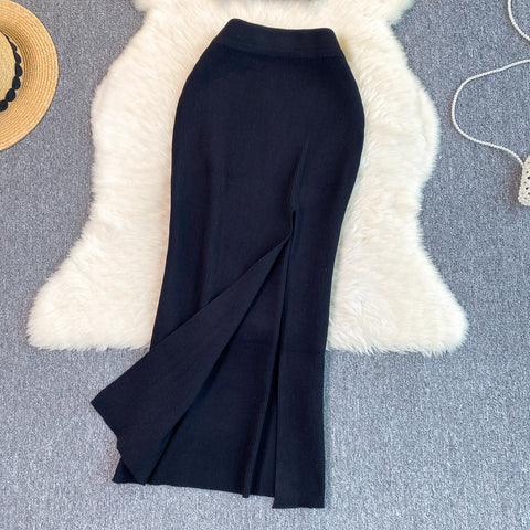High-end Sweater&Split Skirt 2Pcs
