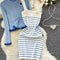 Ruffled Cardigan&Striped Slip Dress 2Pcs