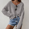 Oversized Draped Neckline Hollowed Sweater