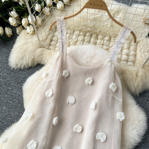 3d Floral Loose-fit Slip Dress