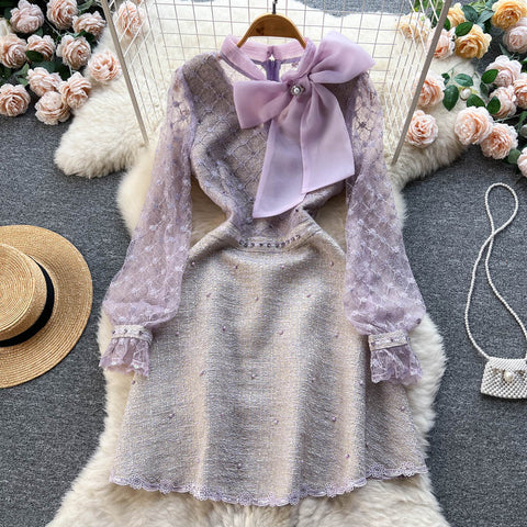 Beaded Bow Embroidered Fairy Dress