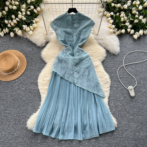 Stand Collar Pleated Fishtail Cheongsam