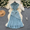 Stand Collar Pleated Fishtail Cheongsam