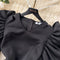 Vintage Pleated Sleeve Black Dress