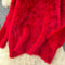 Solid Color Fluffy Loose-fit Knitwear