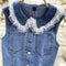 Vest&Skirt Lace Patchwork Denim 2Pcs