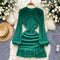 Solid Color Ruffled Knitted Dress