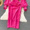 Solid Color Lapeled Satin Dress