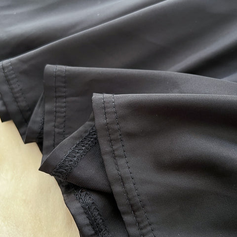 Square Neckline Patchwork Black Dress