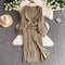 Square Collar Twist Knitted Dress