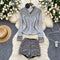 V-neck Cardigan&Sequined Shorts 2Pcs