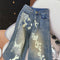 Distressed Graffiti Printed Vintage Jeans