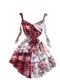 Plaid Floral Patchwork Slip Dress