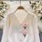 3d Pink Flower Embroidered Cardigan