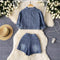 Shirt Blazer&Skirt Shorts Denim 2Pcs