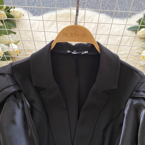 Niche Suede Patchwork Black Blazer