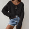 Oversized Draped Neckline Hollowed Sweater