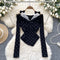 Hottie Polka Dot Lace Patchwork Knitwear