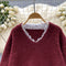 Lace Collar Sweater&Skirt Knitted 2Pcs