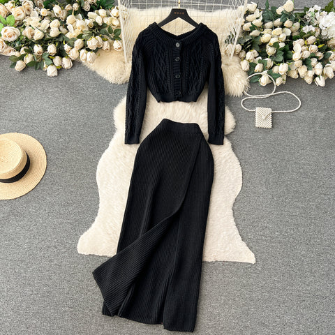 Twisted Cardigan&Skirt Thermal 2Pcs