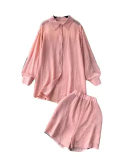 Loose Shirt&Wide-leg Shorts 2Pcs