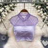 Padded Mesh Patchwork Yoga Top