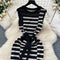 Niche Color-blocking Striped Knit Dress