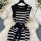 Black&White Striped Knitted Dress