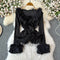 Niche Ruffled Furry Edge Knitwear