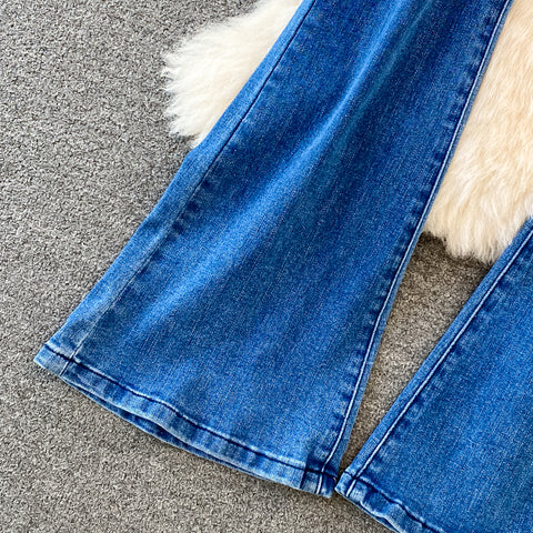 Slim-fit Elastic Wide-leg Trousers