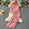 Hooded Sweater&Wide-leg Trousers 2Pcs