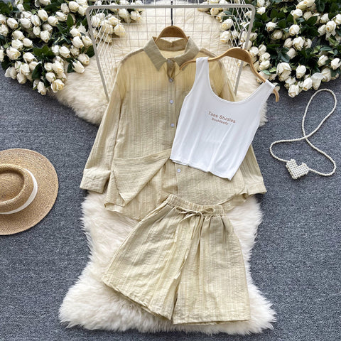 Shirt&Camisole&Shorts Sportswear 3Pcs