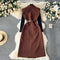 Vintage Suit Dress&Black Sweater 2Pcs