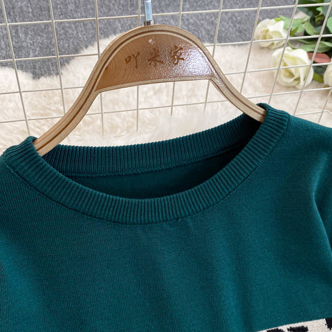 Jacquard Sweater&Trousers Knitted 2Pcs