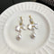 Crystal Beads Bow Pearl Earrings