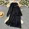 Lapel Cardigan&Slip Dress Knitted 2Pcs