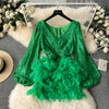 High-end Fur Patchwork Sequined Dress