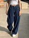 Vintage Rolled Dark Blue Drag Jeans